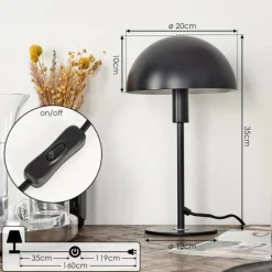 Lampe de table Tati Noir, 1 lumière
