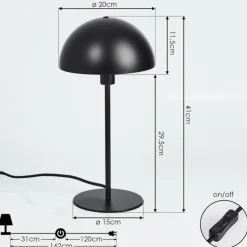 Lampe de table Tom Kings Noir, Blanc, 1 lumière