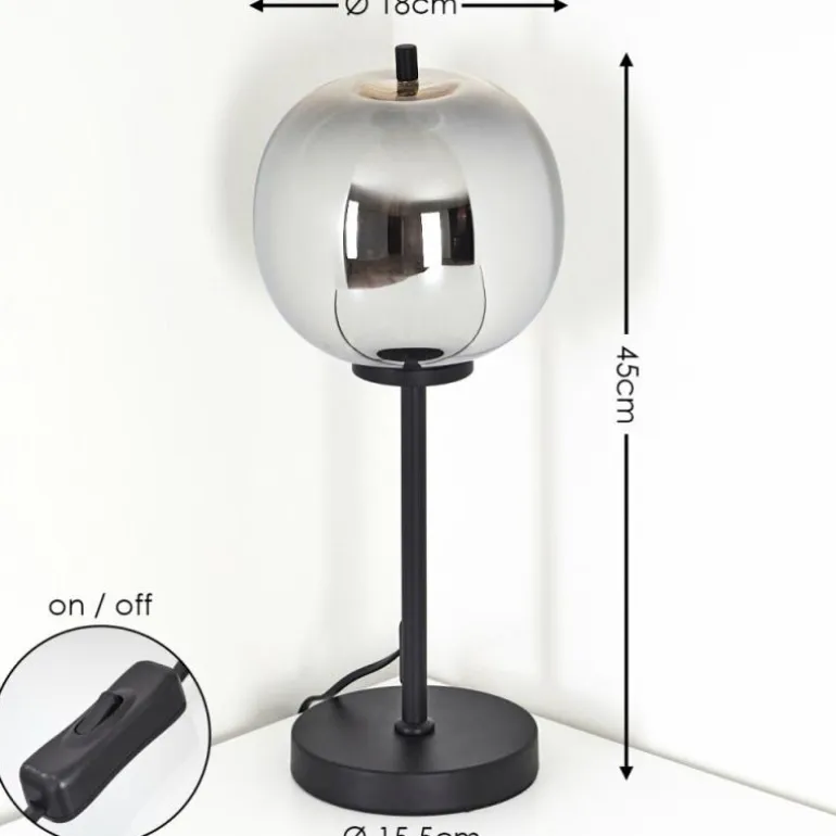 Lampe de table Verbania Noir, 1 lumière