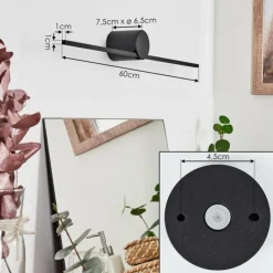 lampe miroir Puharila LED Noir, 1 lumière