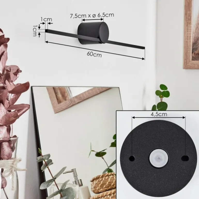 lampe miroir Puharila LED Noir, 1 lumière