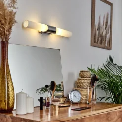 lampe miroir Morges Brun foncé, Nickel mat, 2 lumières