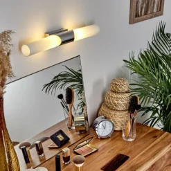 lampe miroir Morges Brun foncé, Nickel mat, 2 lumières