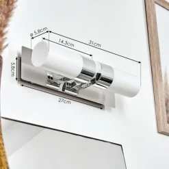 lampe miroir Morges LED Chrome, 2 lumières