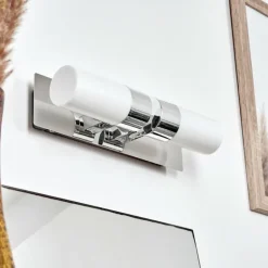 lampe miroir Morges LED Chrome, 2 lumières