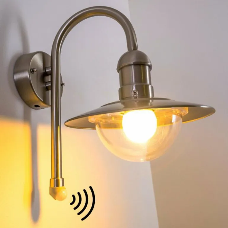 Lampe murale d'extérieur Elima Acier inoxydable, 1 lumière, Détecteur de mouvement