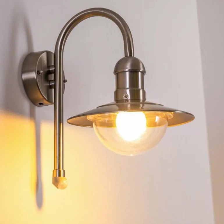 Lampe murale d'extérieur Elima Acier inoxydable, 1 lumière, Détecteur de mouvement
