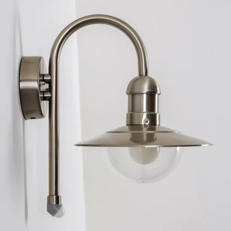 Lampe murale d'extérieur Elima Acier inoxydable, 1 lumière, Détecteur de mouvement