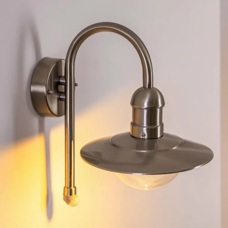 Lampe murale d'extérieur Elima Acier inoxydable, 1 lumière, Détecteur de mouvement