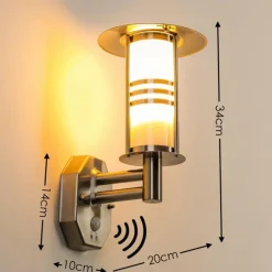 Lampe murale d'extérieur Forli Acier inoxydable, 1 lumière, Détecteur de mouvement