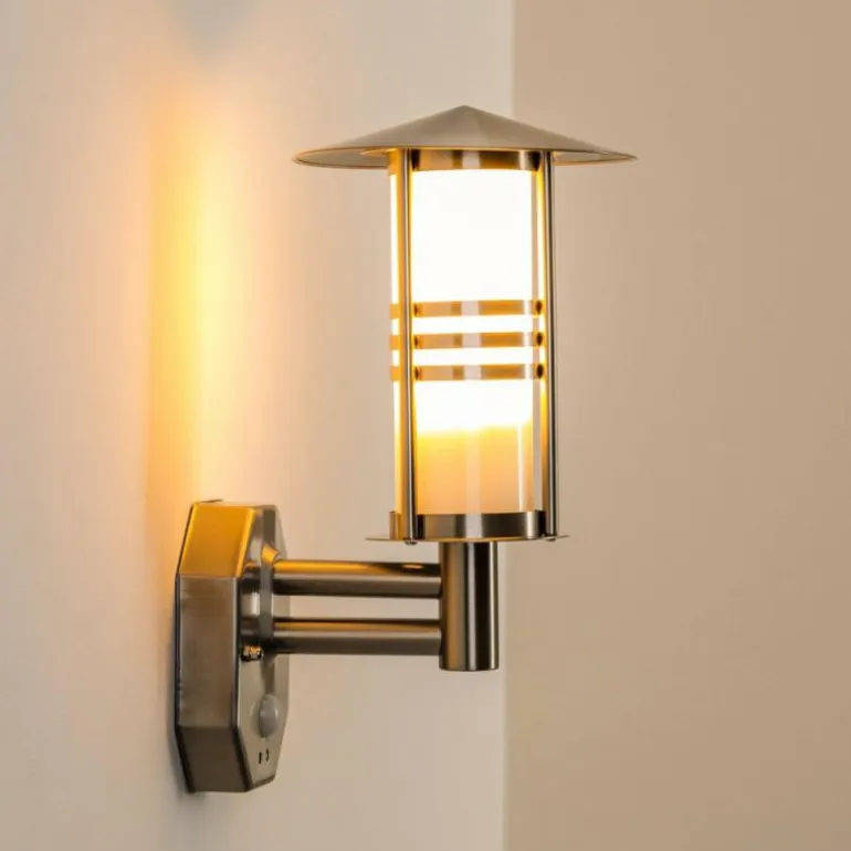Lampe murale d'extérieur Forli Acier inoxydable, 1 lumière, Détecteur de mouvement