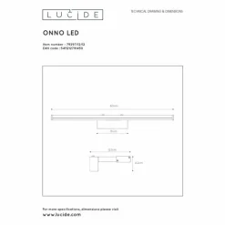 Lampe pour miroir Lucide ONNO LED Chrome, 1 lumière