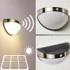 Lampe solaire Basra LED Chrome, 1 lumière, Détecteur de mouvement
