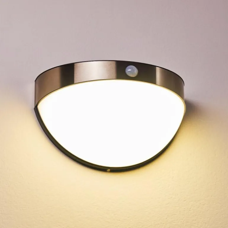 Lampe solaire Basra LED Chrome, 1 lumière, Détecteur de mouvement