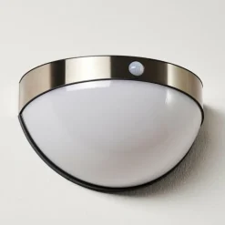 Lampe solaire Basra LED Chrome, 1 lumière, Détecteur de mouvement