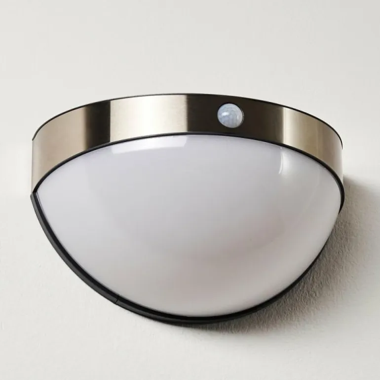Lampe solaire Basra LED Chrome, 1 lumière, Détecteur de mouvement