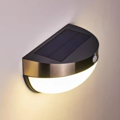 Lampe solaire Basra LED Chrome, 1 lumière, Détecteur de mouvement