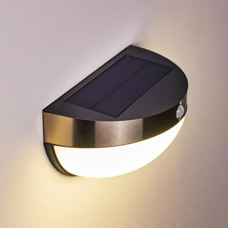 Lampe solaire Basra LED Chrome, 1 lumière, Détecteur de mouvement