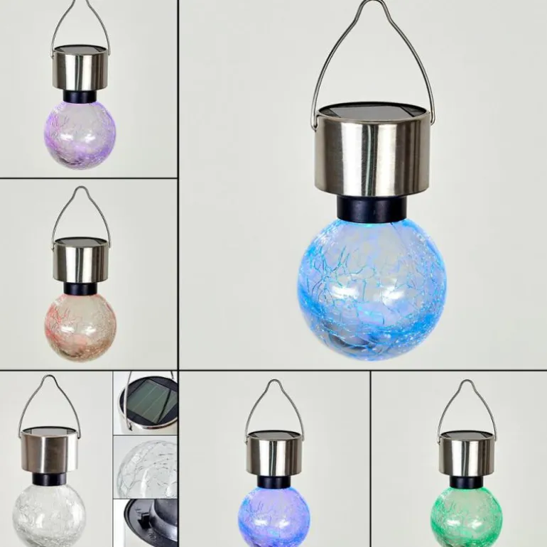 Lampe solaire Falco LED Acier inoxydable, 1 lumière, Changeur de couleurs