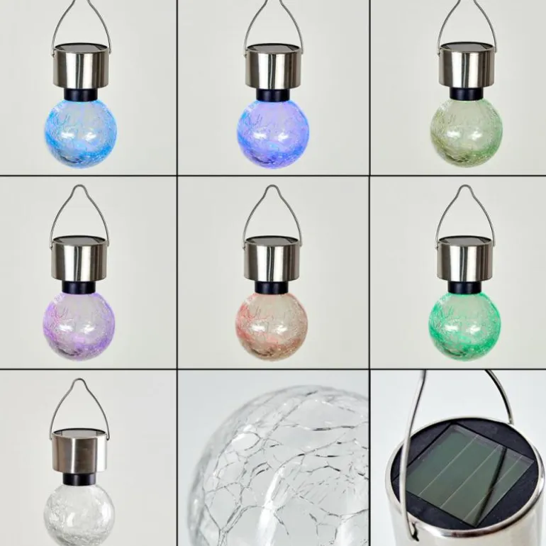 Lampe solaire Falco LED Acier inoxydable, 1 lumière, Changeur de couleurs