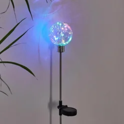 lampe solaire Liberec LED Argenté, 1 lumière, Changeur de couleurs