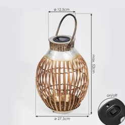 lampe solaire Mazomanie LED Bois clair, Rouille, 1 lumière