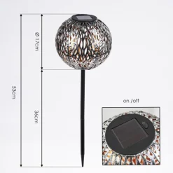 lampe solaire Samoao LED Cuivre, Noir, Argenté, 1 lumière