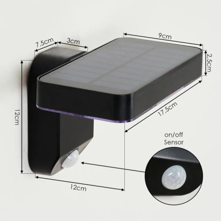 Lampe solaires Bondarp LED Noir, 1 lumière, Détecteur de mouvement