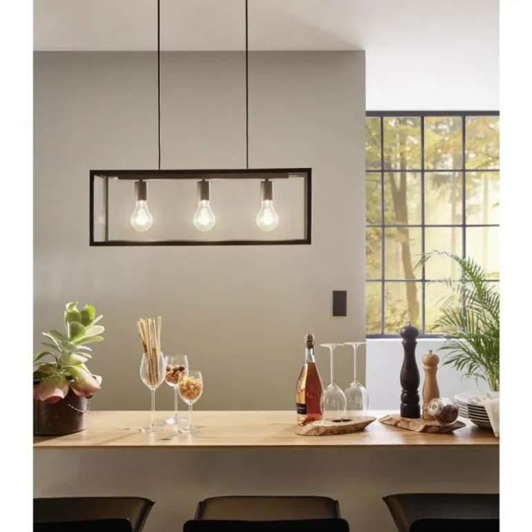 Lampe suspendue Eglo CHARTERHOUSE Noir, 3 lumières