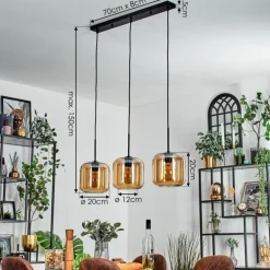 Lauden Suspension Ambre, 3 lumières
