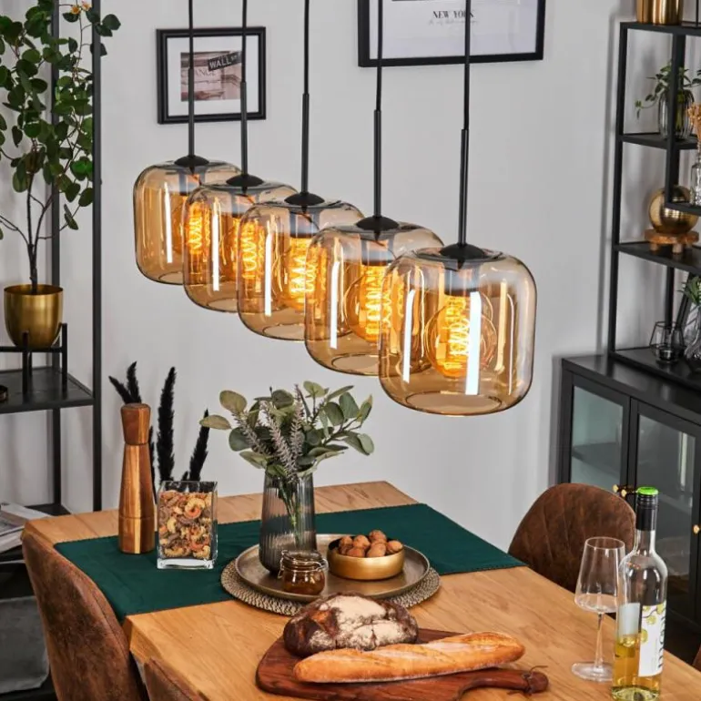 Lauden Suspension Ambre, 5 lumières