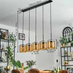 Lauden Suspension Ambre, 5 lumières