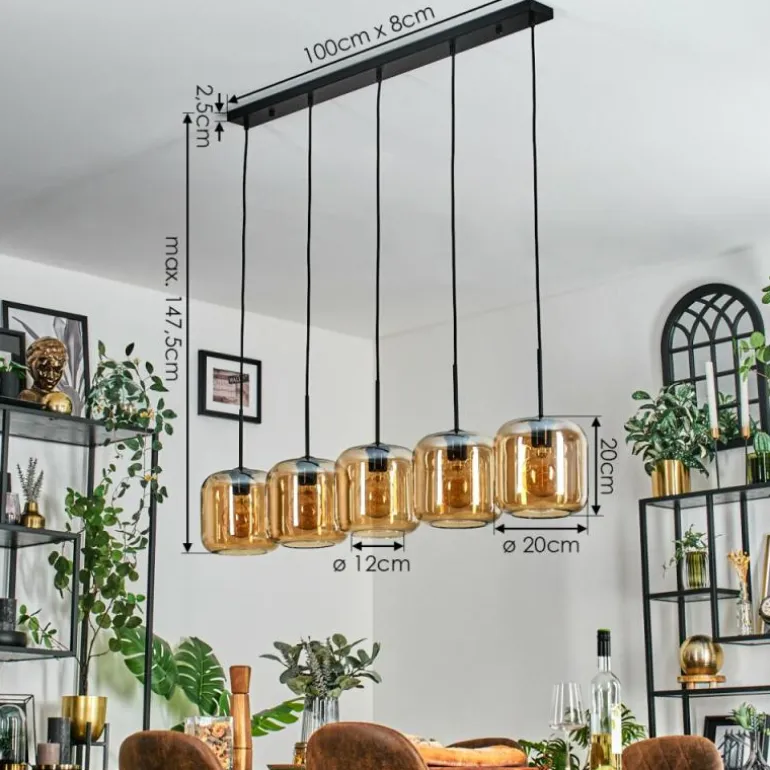 Lauden Suspension Ambre, 5 lumières