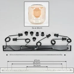 Lauden Suspension Ambre, 5 lumières