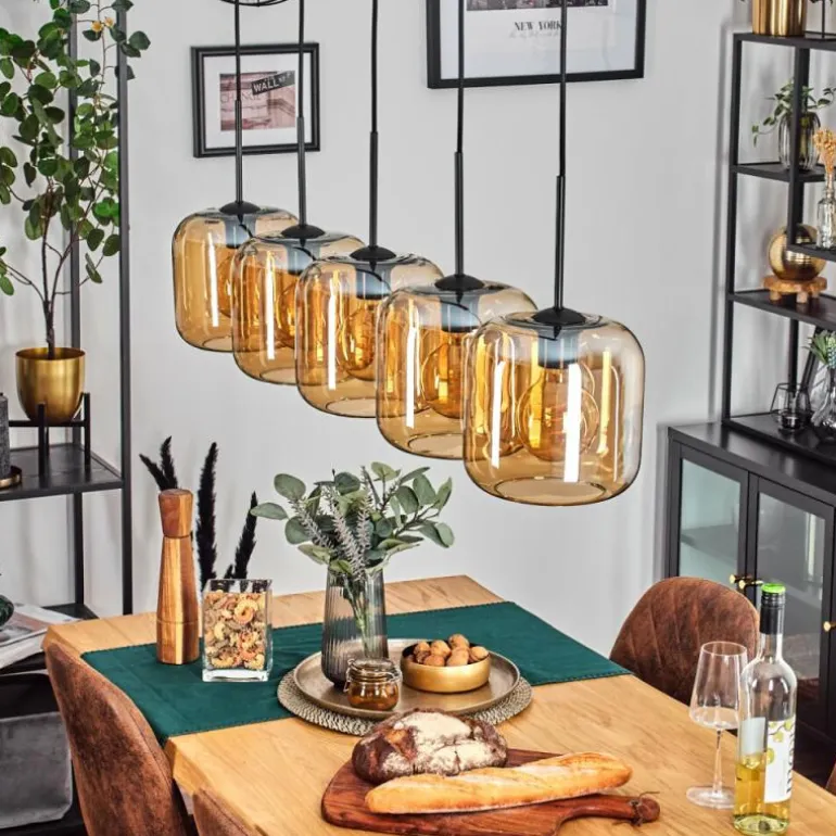 Lauden Suspension Ambre, 5 lumières