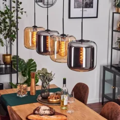 Lauden Suspension Ambre, Chrome, 4 lumières