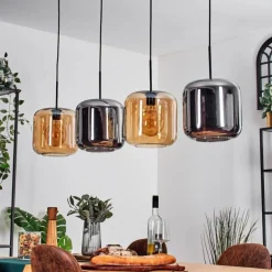 Lauden Suspension Ambre, Chrome, 4 lumières