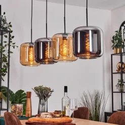 Lauden Suspension Ambre, Chrome, 4 lumières