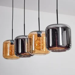 Lauden Suspension Ambre, Chrome, 4 lumières