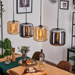 Lauden Suspension Ambre, Chrome, 4 lumières