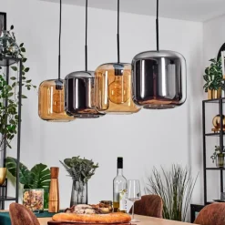 Lauden Suspension Ambre, Chrome, 4 lumières