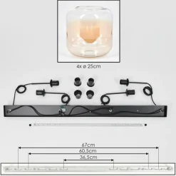 Lauden Suspension Ambre, Clair, 4 lumières