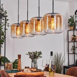 Lauden Suspension Ambre, Clair, 4 lumières