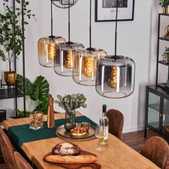 Lauden Suspension Ambre, Clair, Fumé, 4 lumières