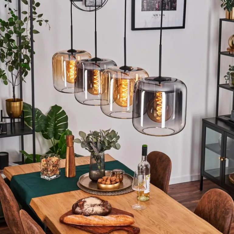 Lauden Suspension Ambre, Clair, Fumé, 4 lumières