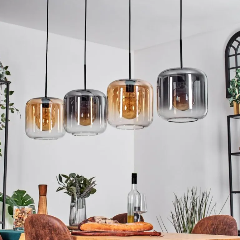 Lauden Suspension Ambre, Clair, Fumé, 4 lumières