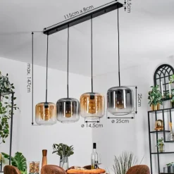 Lauden Suspension Ambre, Clair, Fumé, 4 lumières