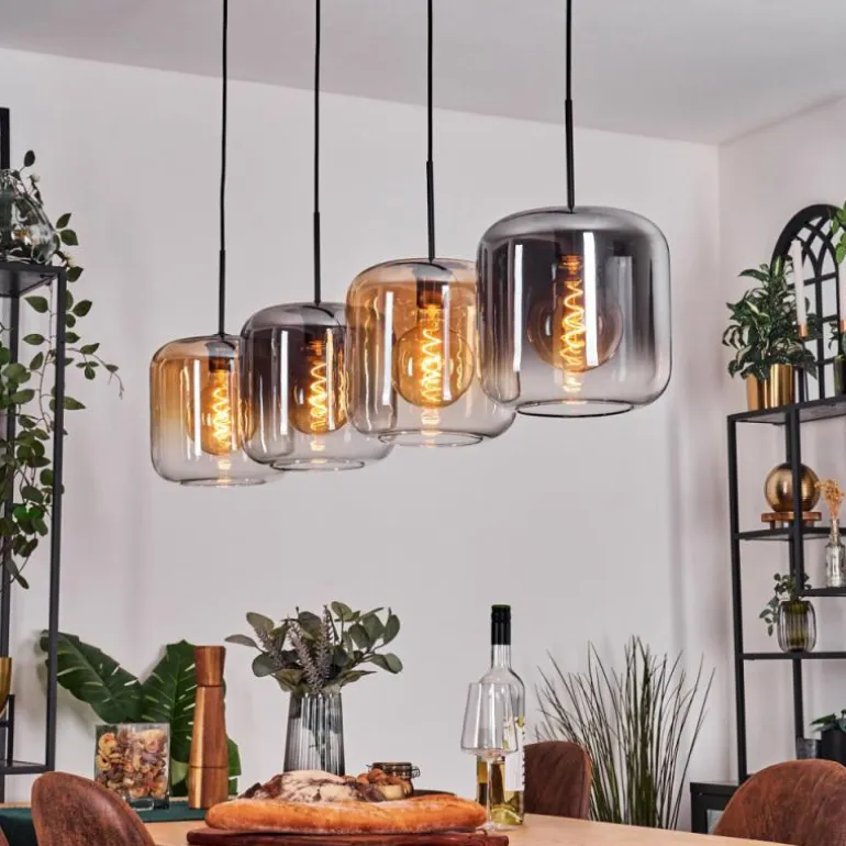 Lauden Suspension Ambre, Clair, Fumé, 4 lumières