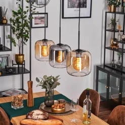 Lauden Suspension Ambre, Clair, Fumé, 3 lumières
