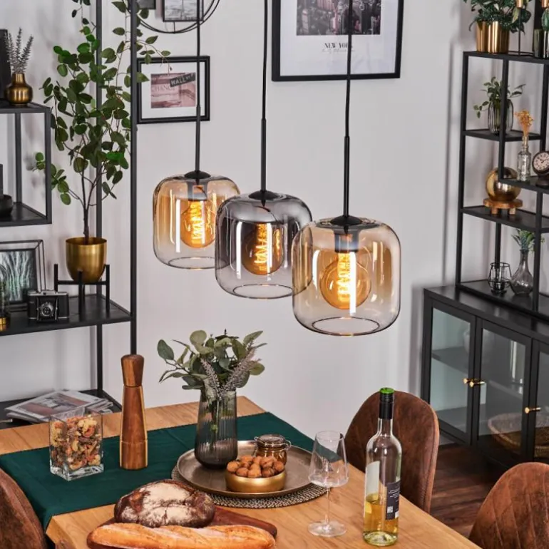 Lauden Suspension Ambre, Clair, Fumé, 3 lumières